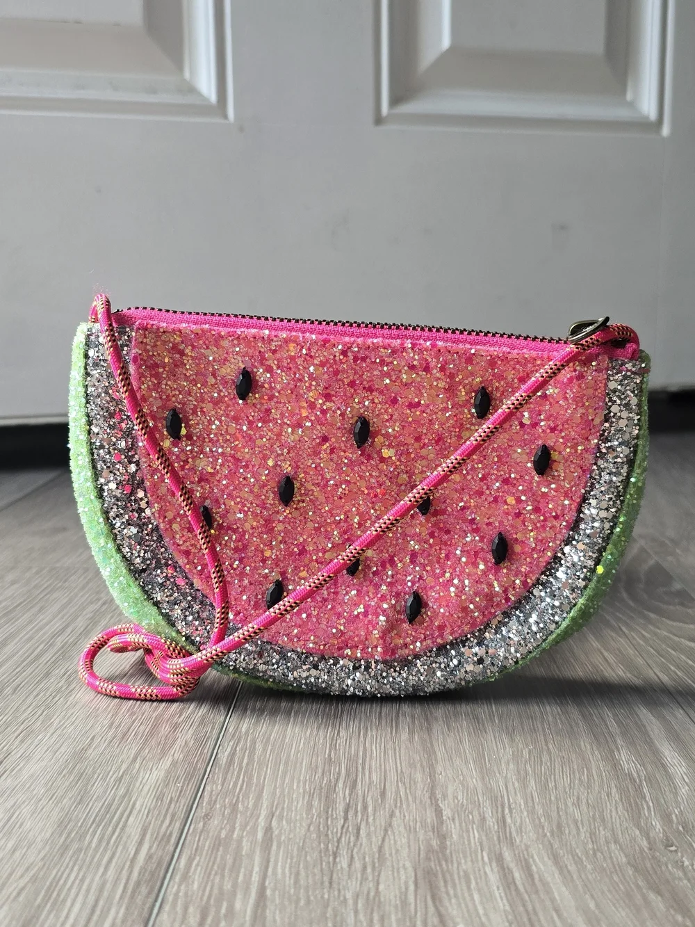Crewcuts J.Crew Girls Glitter Watermelon Crossbody Bag Pink Green Sparkle